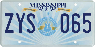 MS license plate ZYS065
