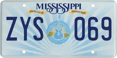 MS license plate ZYS069