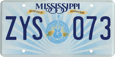 MS license plate ZYS073