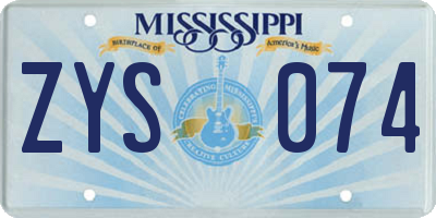 MS license plate ZYS074