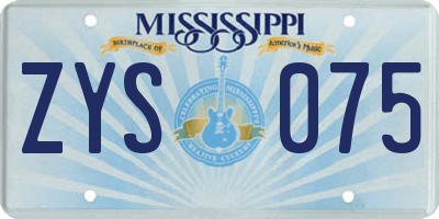 MS license plate ZYS075