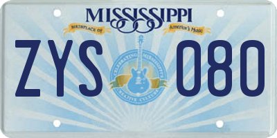 MS license plate ZYS080