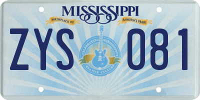 MS license plate ZYS081