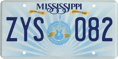 MS license plate ZYS082