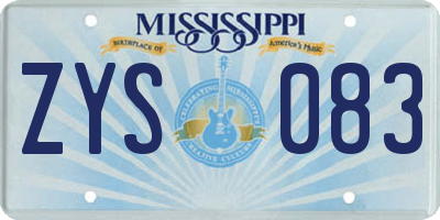 MS license plate ZYS083