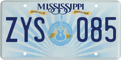 MS license plate ZYS085