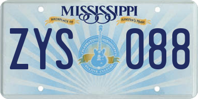 MS license plate ZYS088