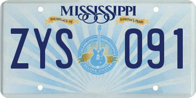 MS license plate ZYS091
