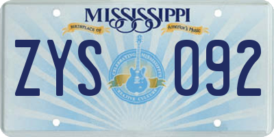 MS license plate ZYS092