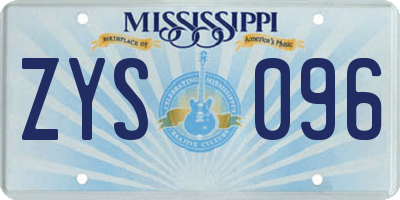 MS license plate ZYS096