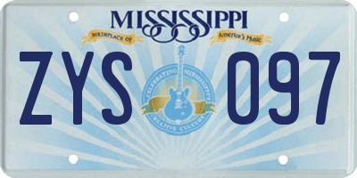 MS license plate ZYS097