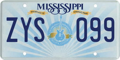 MS license plate ZYS099