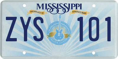 MS license plate ZYS101