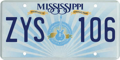 MS license plate ZYS106