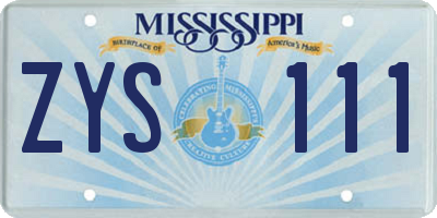 MS license plate ZYS111