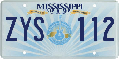 MS license plate ZYS112