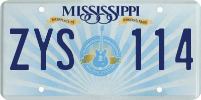 MS license plate ZYS114