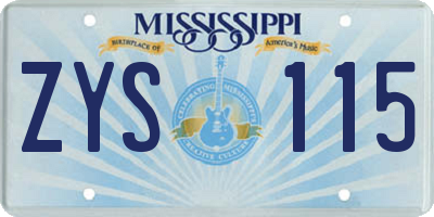 MS license plate ZYS115