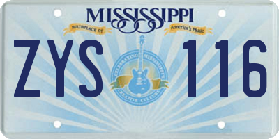 MS license plate ZYS116