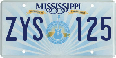 MS license plate ZYS125
