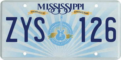 MS license plate ZYS126
