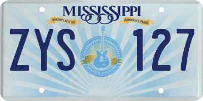 MS license plate ZYS127