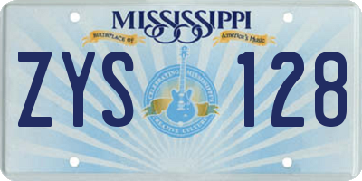 MS license plate ZYS128