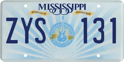 MS license plate ZYS131