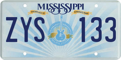 MS license plate ZYS133