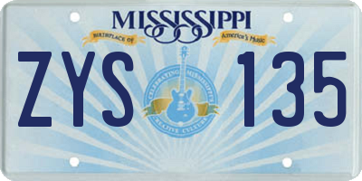 MS license plate ZYS135
