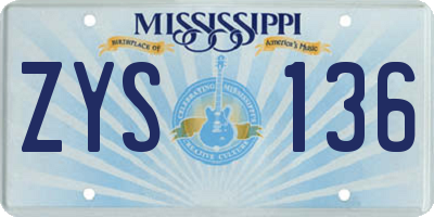 MS license plate ZYS136