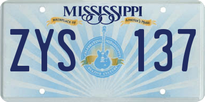 MS license plate ZYS137