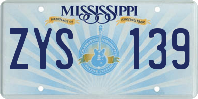 MS license plate ZYS139