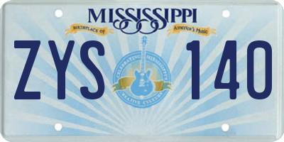 MS license plate ZYS140