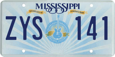 MS license plate ZYS141