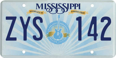 MS license plate ZYS142
