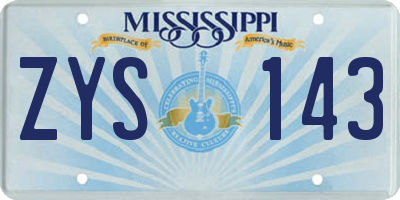 MS license plate ZYS143