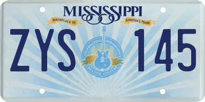 MS license plate ZYS145
