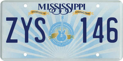 MS license plate ZYS146