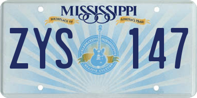 MS license plate ZYS147
