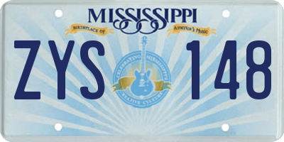 MS license plate ZYS148