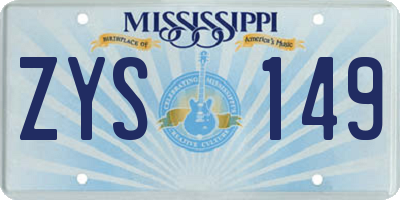 MS license plate ZYS149