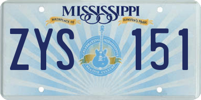 MS license plate ZYS151