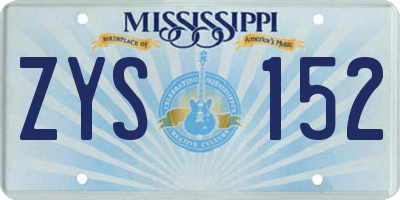 MS license plate ZYS152