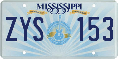 MS license plate ZYS153