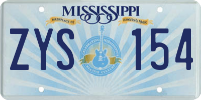 MS license plate ZYS154
