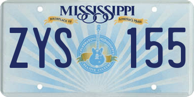 MS license plate ZYS155