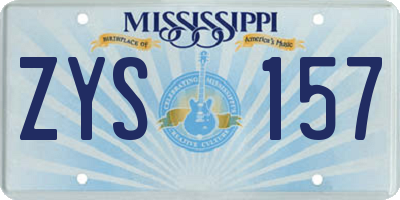 MS license plate ZYS157