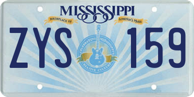 MS license plate ZYS159