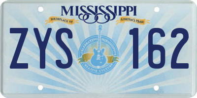 MS license plate ZYS162